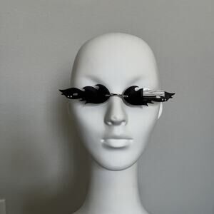 Hot Topic Black and Silver Flames Sunglasses, plastic & metal, Punk, Rock, Goth